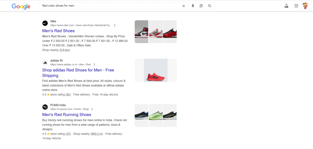 SERP results of the Best SEO agency in kamla nagar