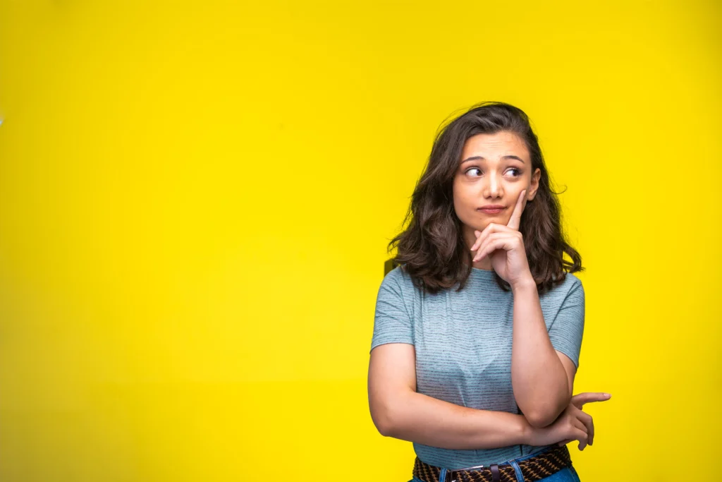 Girl thinking about the SEO training course delhi