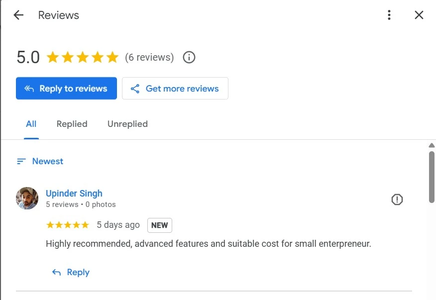 SEO course in Delhi Google review of the student.