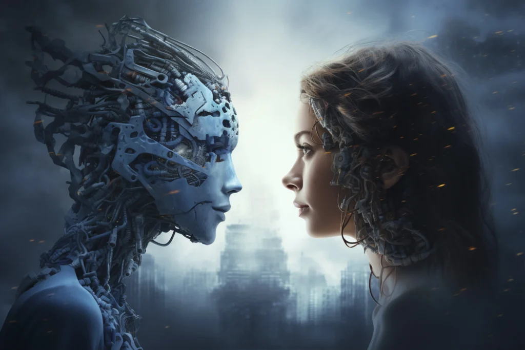 AI vs Human SEO two people one is bot and other is human
